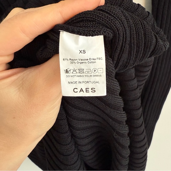 CAES Black Ribbed Knit Midi Dress XS - Picture 5 of 6